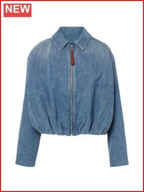 Women's Denim Bomber Jacket Zip Up Jean Jacket